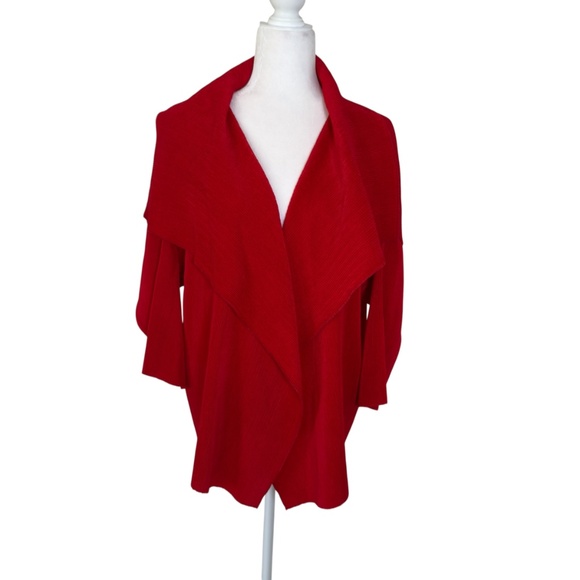Adolfo Domínguez Pleated beautifully Oversized Collar RED women's Light Cardigan - Picture 2 of 15